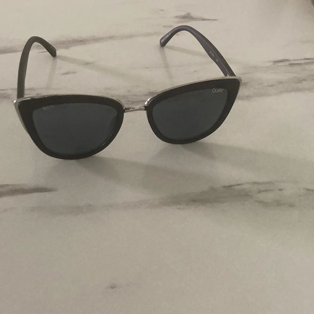 Quay Australia Black Cat Eye Sunglasses with Silver Bridge